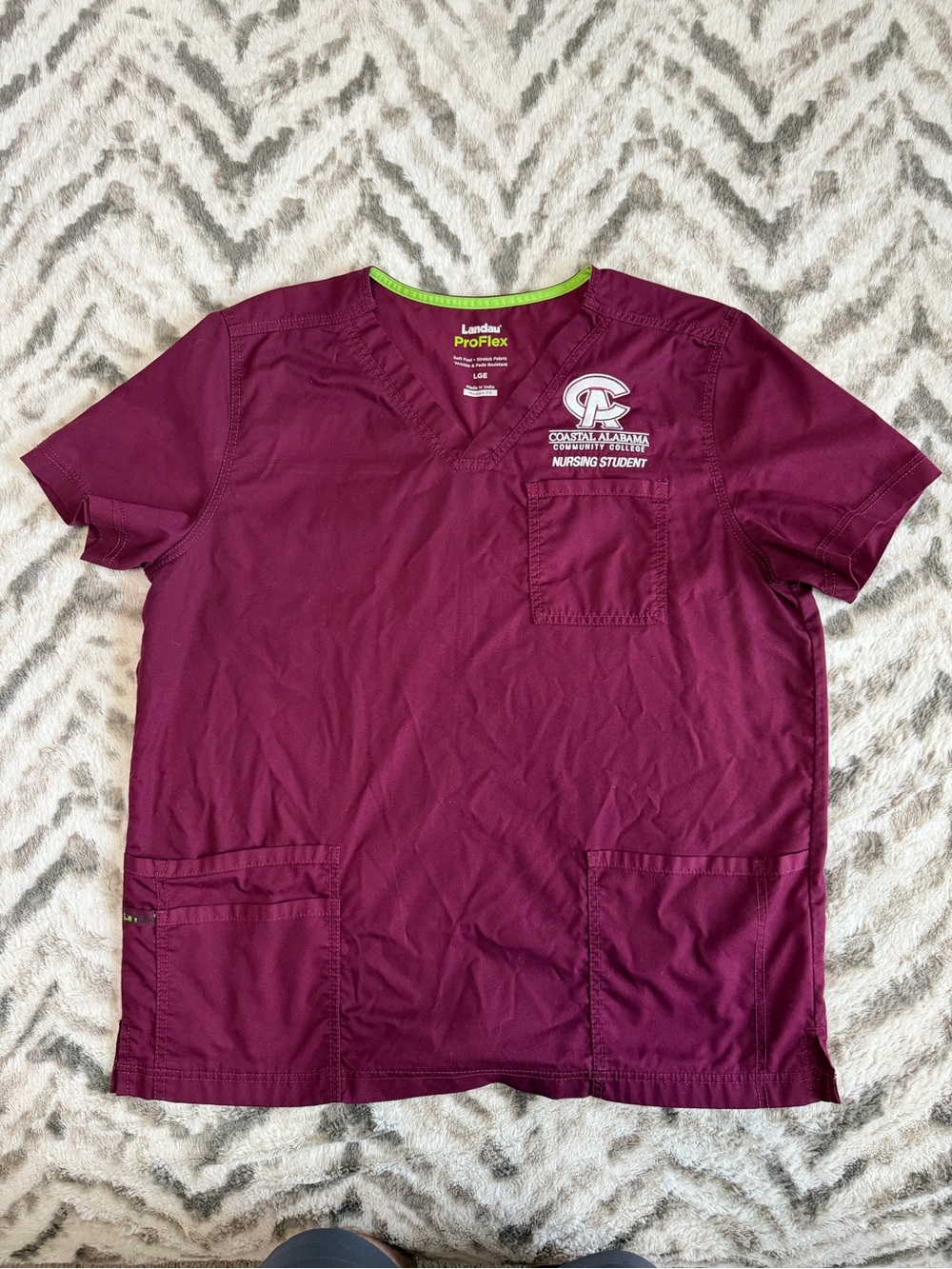 Landau ProFlex V-Neck Scrub Top in Maroon